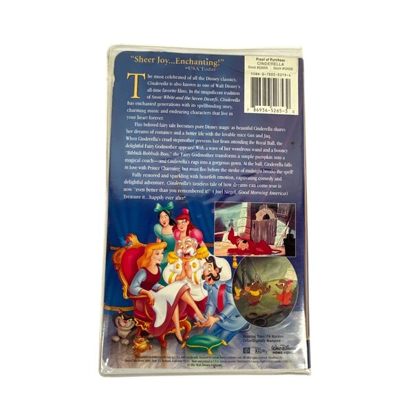 Walt Disneys Cinderella Masterpiece VHS 1995 Fully Restored Animated Classic - Picture 2 of 8